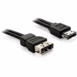 DeLOCK Power Over eSATA Extension cable male-female 1m, 1 m, eSATA, Mâle/Femelle, Noir