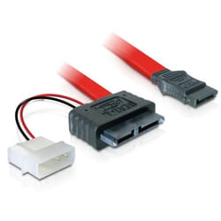 DeLOCK Cable SATA Slimline female + 2pin power > SATA câble SATA 0,3 m Rouge
