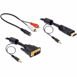 DeLOCK 84455, 2 m, DVI-D, HDMI, Or, Noir, Mâle/Mâle