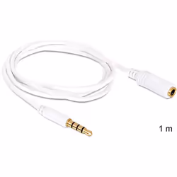 DeLOCK 3.5mm 1m, 3,5mm, Mâle, 3,5mm, Femelle, 1 m, Blanc