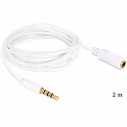 DeLOCK 3.5mm 2m, 3,5mm, Mâle, 3,5mm, Femelle, 2 m, Blanc