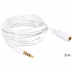 DeLOCK 3.5mm 5m, 3,5mm, Mâle, 3,5mm, Femelle, 5 m, Blanc