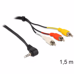 DeLOCK 84504, 1,5 m, 3,5mm, 3 x RCA, Noir, Mâle/Femelle, 1 pièce(s)