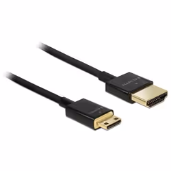 DeLOCK 84777, 1,5 m, HDMI Type A (Standard), HDMI Type C (Mini), 3840 x 2160 pixels, Compatibilité 3D, Noir