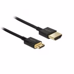 DeLOCK HDMI-A/HDMI Mini-C, 3 m, 3 m, HDMI Type A (Standard), HDMI Type C (Mini), 3840 x 2160 pixels, Compatibilité 3D, Noir