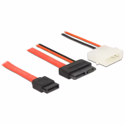 DeLOCK 84790, 0,5 m, SATA I, SATA 13-pin, SATA 7-pin + Molex (4-pin), Mâle/Mâle, Noir, Rouge