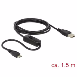 DeLOCK 84803, 1,5 m, USB A, Micro-USB B, USB 2.0, Noir