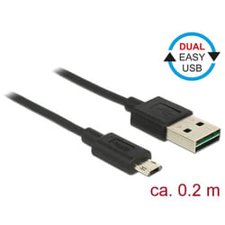 DeLOCK 84804 câble USB 0,2 m USB 2.0 USB A Micro-USB B Noir