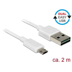 DeLOCK 84808 câble USB 2 m USB 2.0 USB A Micro-USB B Blanc