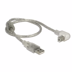 DeLOCK 84811 câble USB 0,5 m USB 2.0 USB A USB B Argent, Transparent