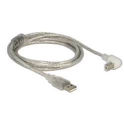 DeLOCK 2m, USB2.0-A/USB2.0-B câble USB USB A USB B Argent, Transparent