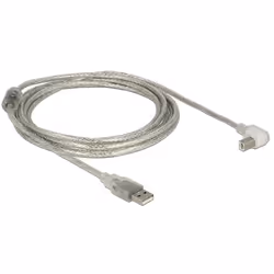 DeLOCK 3m, USB2.0-A/USB2.0-B câble USB USB A USB B Argent, Transparent