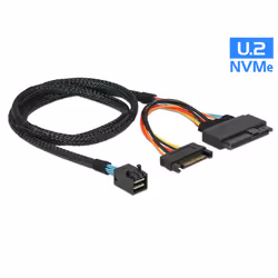 DeLOCK 0.75m, SFF-8643/U.2 SFF-8639+SATA, 0,75 m, SFF-8643, U.2 SFF-8639, Mâle/Mâle, Noir