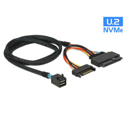 DeLOCK 0.75m, SFF-8643/U.2 SFF-8639+SATA 0,75 m Noir