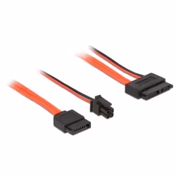 DeLOCK 0.3m, SATAIII 7p + 4p/Slim SATAIII 13p, 0,3 m, SATA III, SATA 7-pin + Molex (4-pin), SATA 13 broches Slimline, Mâle/Mâ ...