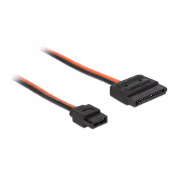 DeLOCK 84857, 0,24 m, SATA 15 broches, SATA 6 broches Slimline, Mâle, Mâle, Droit