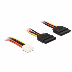 DeLOCK 0.3m, Floppy 4p/2x SATA 15p, 0,3 m, 2 x SATA 15 broches, Mâle, Mâle, Multicolore, Sac en polyéthylène