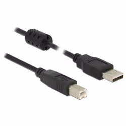 DeLOCK 2m, USB 2.0-A/USB 2.0-B, 2 m, USB A, USB B, USB 2.0, Mâle/Mâle, Noir