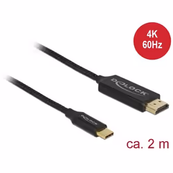 DeLOCK 84905 câble vidéo et adaptateur 2 m USB Type-C HDMI Type A (Standard) Noir