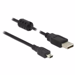 DeLOCK 0.5m, USB 2.0-A/USB 2.0 Mini-B, 0,5 m, USB A, Mini-USB B, USB 2.0, Mâle/Mâle, Noir