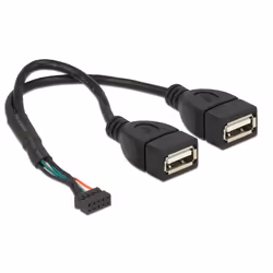 DeLOCK 84933, 0,2 m, 2 x USB A, USB 2.0, 480 Mbit/s, Noir