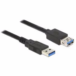 DeLOCK 85054, 1 m, USB A, USB A, USB 3.2 Gen 1 (3.1 Gen 1), Mâle/Femelle, Noir