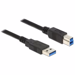 DeLOCK 85065, 0,5 m, USB A, USB B, USB 3.2 Gen 1 (3.1 Gen 1), Mâle/Mâle, Noir