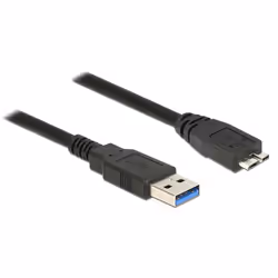 DeLOCK 85072, 1 m, USB A, Micro-USB B, USB 3.2 Gen 1 (3.1 Gen 1), Mâle/Mâle, Noir