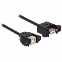 DeLOCK USB 2.0 B/A, 0.25m, 0,25 m, USB B, USB A, USB 2.0, Femelle/Femelle, Noir