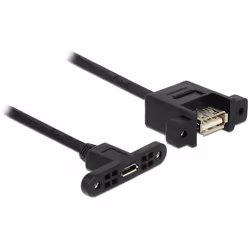 DeLOCK USB 2.0 Micro-B/A, 0.25m, 0,25 m, Micro-USB B, USB A, USB 2.0, Femelle/Femelle, Noir