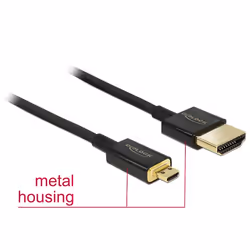 DeLOCK 85119, 0,25 m, HDMI Type A (Standard), HDMI Type D (Micro), 3840 x 2160 pixels, Compatibilité 3D, Noir