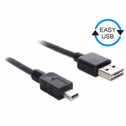 DeLOCK 0.5m, USB2.0-A/USB2.0 Mini-B, 0,5 m, USB A, USB B, USB 2.0, Mâle/Mâle, Noir