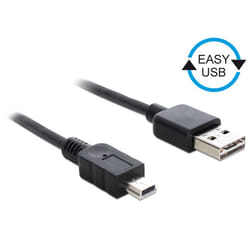 DeLOCK 0.5m, USB2.0-A/USB2.0 Mini-B câble USB 0,5 m USB A USB B Noir