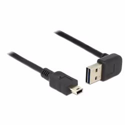 DeLOCK 85184, 0,5 m, USB A, Mini-USB B, USB 2.0, Mâle/Mâle, Noir