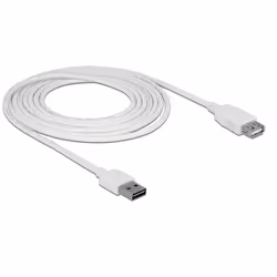 DeLOCK 85201, 3 m, USB A, USB A, USB 2.0, Mâle/Femelle, Blanc