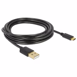 DeLOCK 85209, 3 m, USB A, USB C, USB 2.0, 480 Mbit/s, Noir
