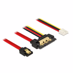 DeLOCK 85234, 0,3 m, SATA III, SATA 7-pin + Molex (4-pin), SATA 22-pin, Femelle/Femelle, Noir