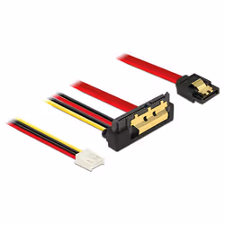 DeLOCK 85235, 0,3 m, SATA III, SATA 7-pin + Molex (4-pin), SATA 22-pin, Femelle/Femelle, Noir