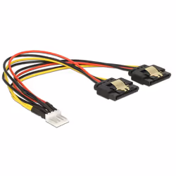 DeLOCK 85236, 0,2 m, Floppy (4-pin), 2 x SATA 15 broches, Mâle, Femelle, Droit