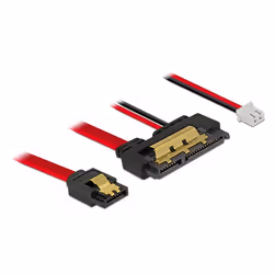DeLOCK 85238, 0,1 m, SATA III, SATA 7-pin + Molex (4-pin), SATA 22-pin, Femelle/Femelle, Noir