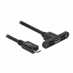 DeLOCK 85245, 0,25 m, Micro-USB B, Micro-USB B, USB 2.0, Mâle/Femelle, Noir