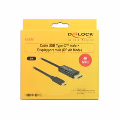 DeLOCK 85256 câble vidéo et adaptateur 2 m USB Type-C DisplayPort Noir