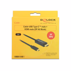 DeLOCK 85259 câble vidéo et adaptateur 2 m USB Type-C HDMI Noir
