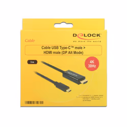 DeLOCK 85260 câble vidéo et adaptateur 3 m USB Type-C HDMI Noir