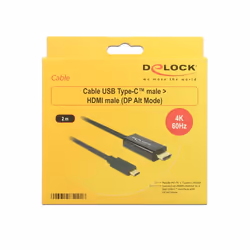 DeLOCK 85291 câble vidéo et adaptateur 2 m USB Type-C HDMI Noir