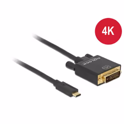 DeLOCK 1m, USB-C/DVI 24+1 adaptateur graphique USB 3840 x 2160 pixels Noir