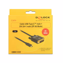 DeLOCK 1m, USB-C/DVI 24+1 adaptateur graphique USB 3840 x 2160 pixels Noir