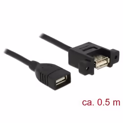 DeLOCK 85459, 0,5 m, USB A, USB A, USB 2.0, 480 Mbit/s, Noir