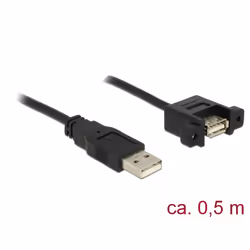 DeLOCK 85461, 0,5 m, USB A, USB A, USB 2.0, 480 Mbit/s, Noir