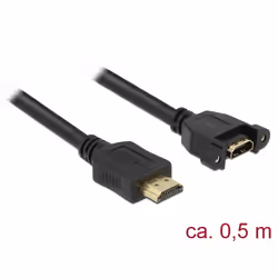 DeLOCK 85463, 0,5 m, HDMI Type A (Standard), HDMI Type A (Standard), 3840 x 2160 pixels, 10,2 Gbit/s, Noir